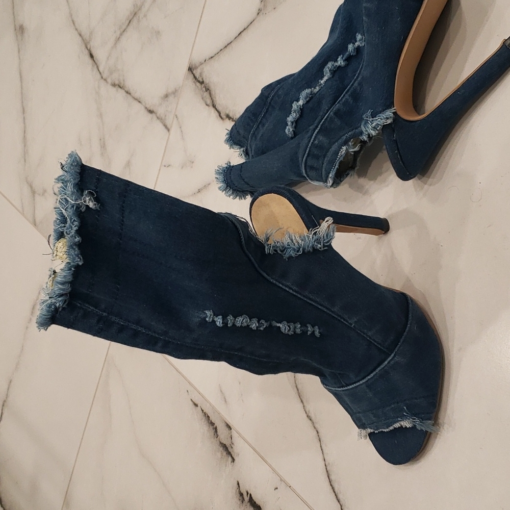 Summer denim boots